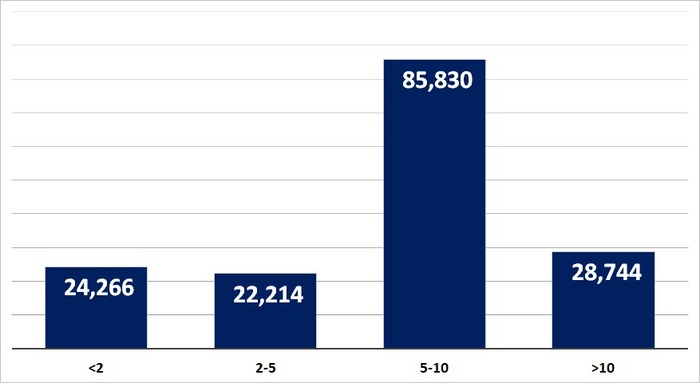 2025 წელს რეგისტრირებული ავტომობილები წლოვანების მიხედვით